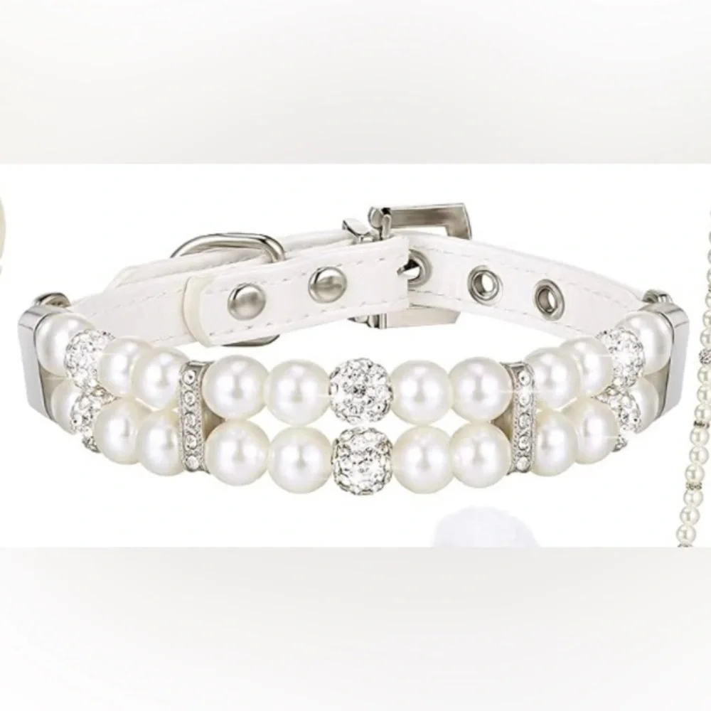 Artificial Pearl Collar with Two Row Pearl and Crystal Rhinestone for Do… - Picture 1 of 6